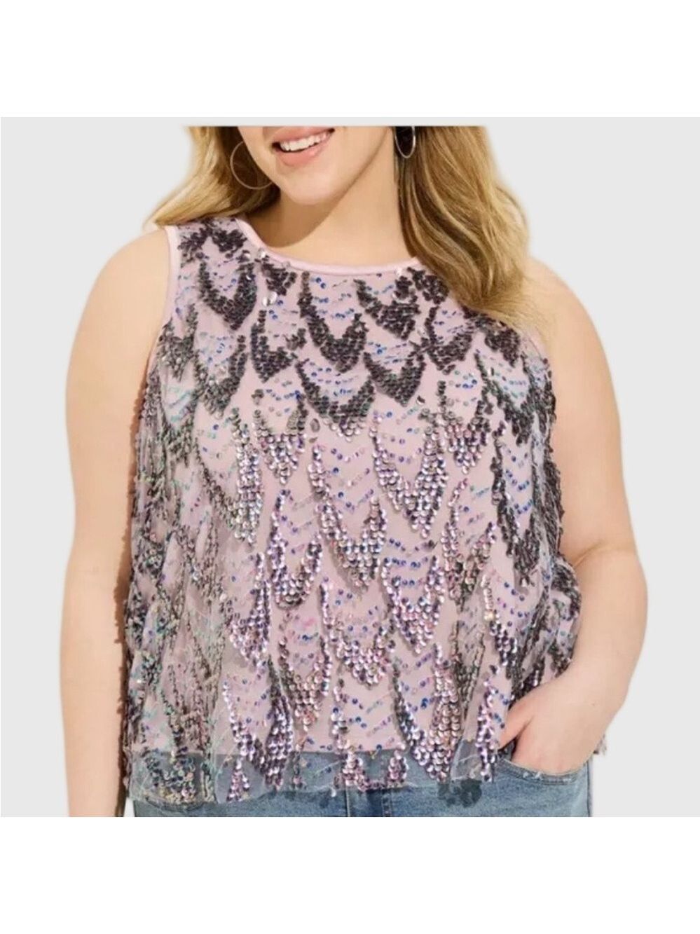 Torrid Purple Sequin Tank Blouse Plus Size 4X